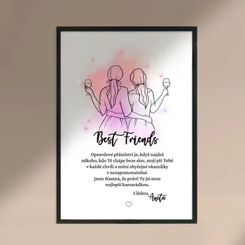 Plakát Plakát BEST FRIENDS Rozměr plakátu: A3 (29,7 x 42 cm), Rámeček: Černý rámeček
