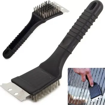 Čištění grilu Kartáč na gril 2v1 - RO2561 (Drátěný kartáč s rukojetí 2v1 pro čistění grilu - ocelová škrabka)
