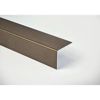 Terasové prkno Okopový hliníkový profil Elox bronz „L“, 42/50 mm, délka 4,5 m, Bronz, 42/50 mm, 4500 mm