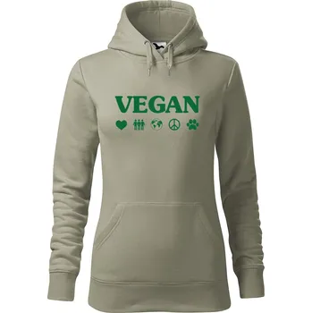 Pánská mikina Dámská mikina Vegan symboly Velikost (žena): XS, Vyberte barvu: Světlá khaki