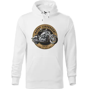Pánská mikina DOBRÝ TRIKO Pánská mikina s potiskem Legendární chlap motorka Velikost pánské mikiny: XL, Barva: Bílá