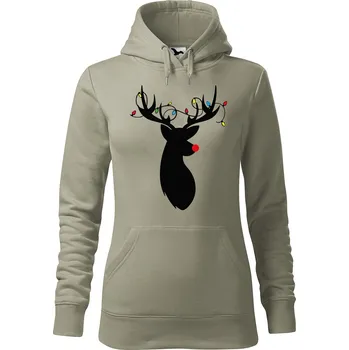 Pánská mikina Dámská mikina Vánoční jelen Velikost (žena): XL, Vyberte barvu: Světlá khaki