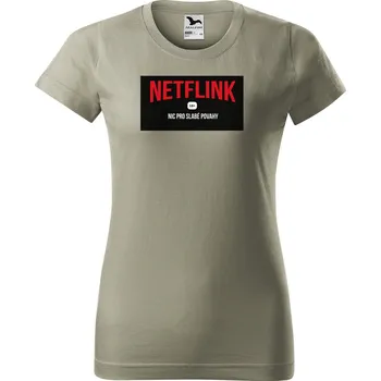 Dámské tričko s potiskem Netflink Barva trička: Světlá khaki - 28, Velikost: XL