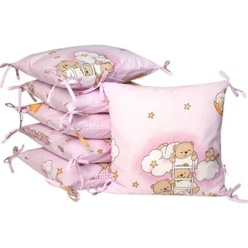 Dětsný nábytek Baby Nellys Polštářkový mantinel Medvídek na žebříku - růžový