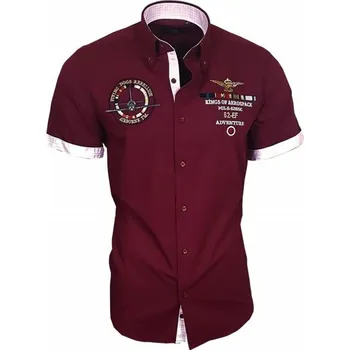 Pánská košile BINDER DE LUXE košile pánská 82614 s krátkým rukávem bordo 5XL