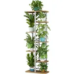 Moderní bílý stojan na květiny s dub sonoma, 120 cm, LEDOR TYP 3