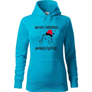 Pánská mikina Dámská mikina Vánoční kočka Velikost (žena): L, Vyberte barvu: Tyrkysová