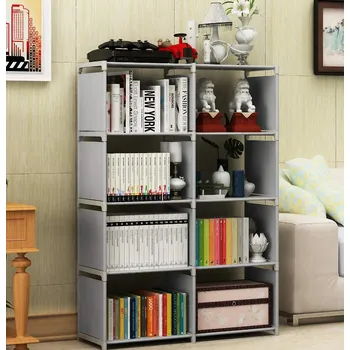 regál Víceúčelový regál STUDY ocel/látka barva šedá