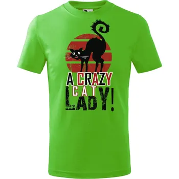 Chlapecké oblečení Dětské tričko s potiskem Crazy cat lady Velikost: 122/6 let, Barva trička: Apple green