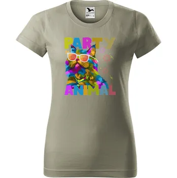 Dámské tričko s potiskem Party animal Barva trička: Světlá khaki - 28, Velikost: S