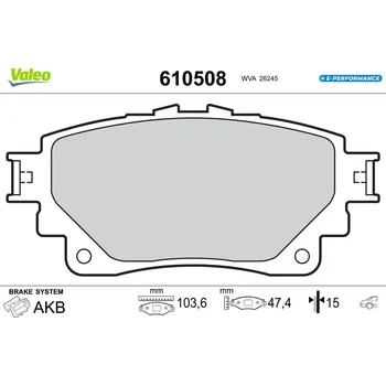 Brzdová destička Sada brzdových destiček, kotoučová brzda VALEO 610508