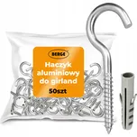 BERGE Háčky, držáky na girlandy, hliníkové kabely, 50 ks.