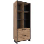 Otevřený regál AMONI 2S, dub wotan/černá, 66,2x45x180 cm, moderní design
