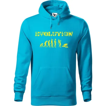 Pánská mikina Pánská mikina s potiskem Evoluce alkohol Velikost (muž): L, Vyberte barvu: Tyrkysová