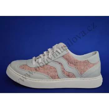 Dámské tenisky Obuv NAGABA 069 šedá/růžová (Dámská kožená teniska)