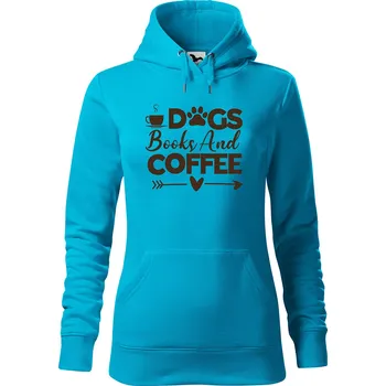 Pánská mikina Dámská mikina Psi knihy a káva Velikost (žena): XL, Vyberte barvu: Tyrkysová