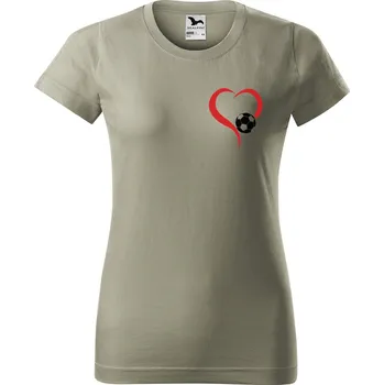 Dámské tričko Dámské tričko s potiskem Míč srdce Barva trička: Světlá khaki - 28, Velikost: 2XL