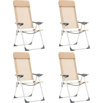 kempingová židle Skládací kempingové židle 4 ks krémové hliníkové