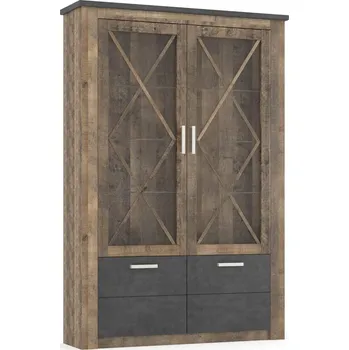 Komoda Vitrína dvoudveřová POLINA barva dub kolonial/matera