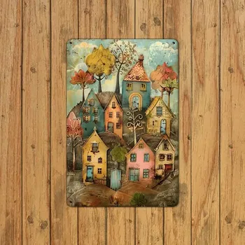 Plechová cedule BAF RETRO plechová cedule 2D - VESNICKÉ DOMKY 30 X 20 cm