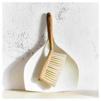 Dřevěný smetáček s lopatkou | BAMBOU | bílá | 35x26 cm | 929605 Homla