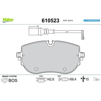 Brzdová destička Sada brzdových destiček, kotoučová brzda VALEO 610523