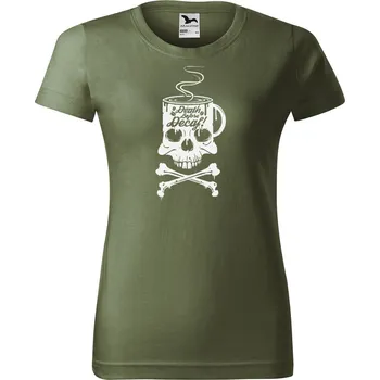 Dámské tričko s potiskem Decaf Barva trička: Khaki - 09, Velikost: S