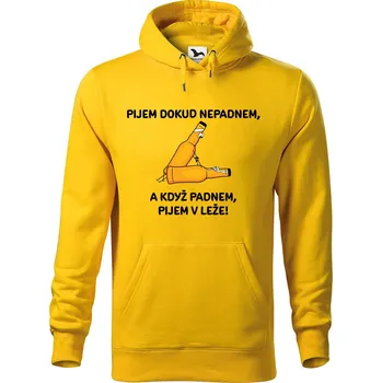 Pánská mikina Pánská mikina s potiskem Pijem dokud nepadnem Velikost (muž): 2XL, Vyberte barvu: Žlutá