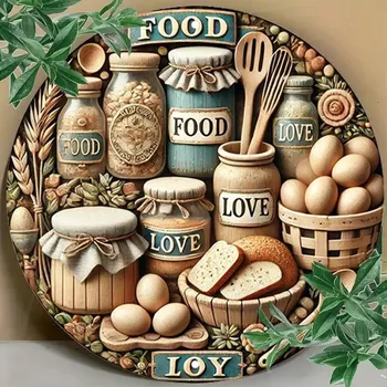 Plechová cedule BAF RETRO plechová cedule 2D - V KUCHYNI průměr 20 cm