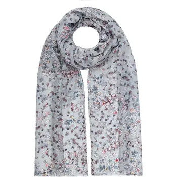 Šála Dámský šál drobné kvítky šedý 7200775-3