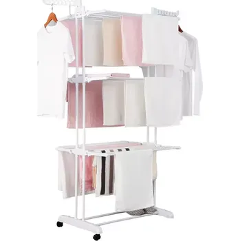 Věšák Herzberg Home & Living Herzberg HG-8034WHT: Stojan na oděvy Moving Clothes Rack - billá