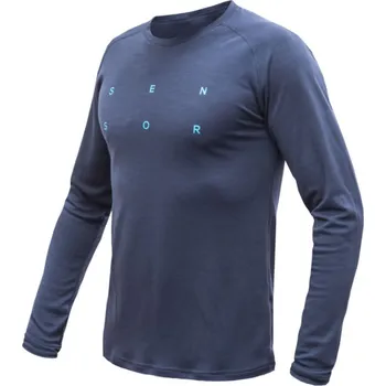 Pánské tričko triko dlouhé pánské SENSOR MERINO BLEND TYPO tm.modré