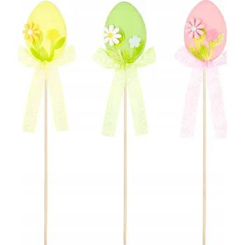 Velikonoční dekorace Velikonoční VAJÍČKO PÍSANKA na drátku barevné s mašličkou 24,5 cm