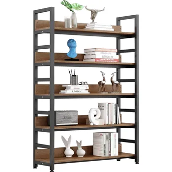 Obývací stěna Regál, dub tmavý/černá, JANEL TYP 1