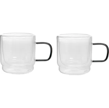 Sklenice Sada termo hrníčků | CEMBRA RETRO | s dvojitou stěnou a zeleným uchem 2 ks | 0.32 | 888125 Cena za 2 kusy v balení