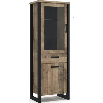Komoda Vysoká vitrína BARDARO 1D1S1W dub grange/černá