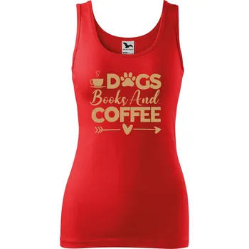 Dámské tílko s potiskem Psi knihy a káva Velikost: M, Barva: Červená
