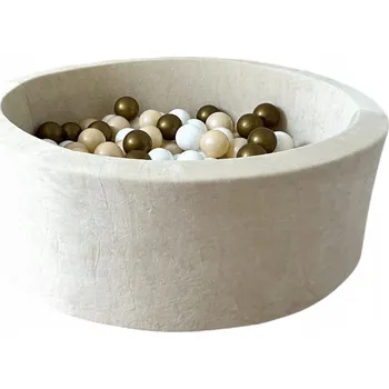 Suchý bazén Suchý bazének s míčky Velvet 30x90 Krémový, 200 míčků - bílá, zlatá, metalická béžová