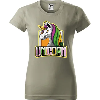 Dámské tričko Dámské tričko Naštvaný jednorožec Barva trička: Světlá khaki - 28, Velikost: S