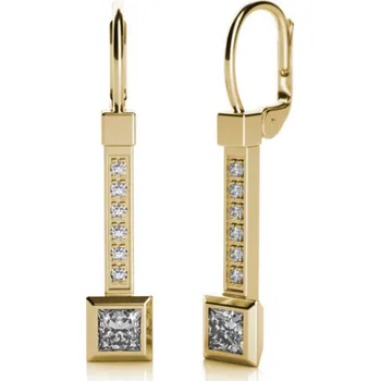 Šperk Couple, Zajímavé náušnice Debbie, žluté zlato se zirkony, 585-68-3-0349.0Z00.0.00.001.10