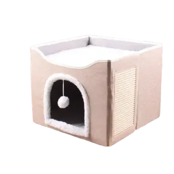 Pelíšek pro kočku Domeček pro kočky 41x41cm béžová (KC41BE)