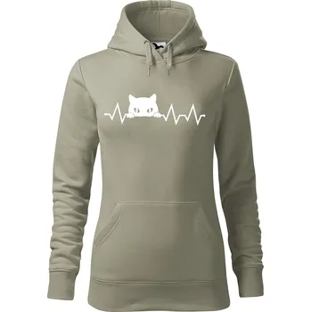 Pánská mikina Dámská mikina Tep kočka Velikost (žena): 2XL, Vyberte barvu: Světlá khaki