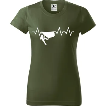 Dámské tričko Dámské tričko s potiskem Tep horolezec Barva trička: Khaki - 09, Velikost: M