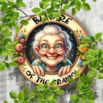 Plechová cedule BAF RETRO plechová cedule 2D - HAPPY BABKA průměr 20 cm