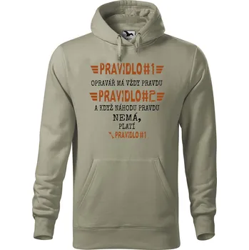Pánská mikina Pánská mikina s potiskem Opravář pravidla Velikost (muž): XL, Vyberte barvu: Světlá khaki