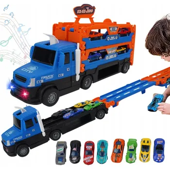 Vrták CIĘŻARÓWKA Z 8 AUTKAMI - SADA PRO DĚTI S SKLÁDACÍM ODTAHOVÝM VOZEM