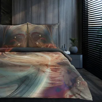 Povlečení Ložní souprava SELVA lahvově zelená / oranžová