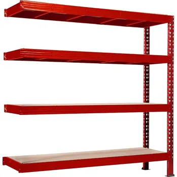 regál Přístavek k regálu Trestles RNC 2400x1800x600, nosnost 3200 kg, 4&nbsp;police Barva: červená