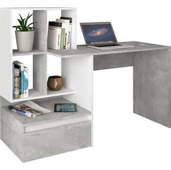 Psací stůl PC stůl, beton/bílá, NEREO NEW