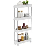 Pojazdný regál ALIOL TYP 2, biela, nerezová oceľ, 40x13x85 cm